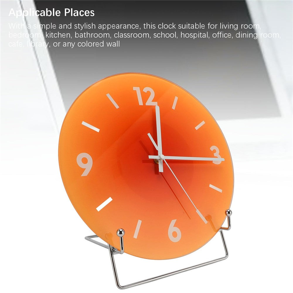 12 inch Sunset Wall Clock with Bracket Battery Operated Gradient Glass Silent Clocks for Home (No Battery)