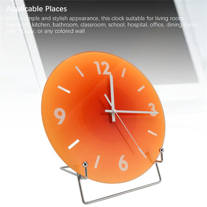 12 inch Sunset Wall Clock with Bracket Battery Operated Gradient Glass Silent Clocks for Home (No Battery)