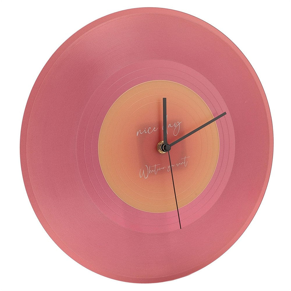 12 inch Music Record Wall Art Clock Translucent Silent Round Clocks Home Decor (No Battery)