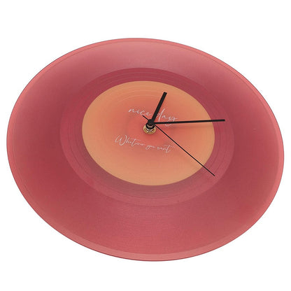 12 inch Music Record Wall Art Clock Translucent Silent Round Clocks Home Decor (No Battery)
