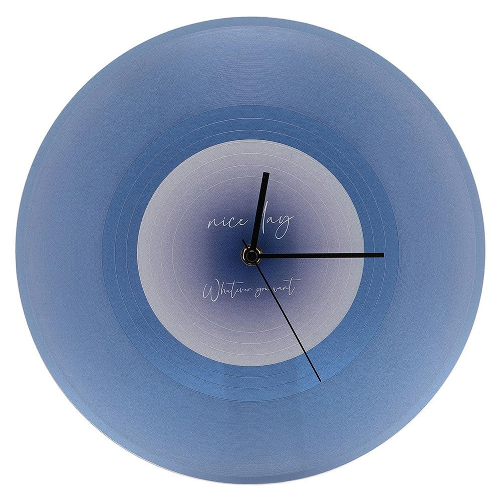12 inch Music Record Wall Art Clock Translucent Silent Round Clocks Home Decor (No Battery)