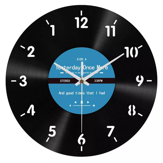 Vinyl Records Backwards Wall Art Clock 12 inch Reverse Decorative Clock Vintage Decor (No Battery)