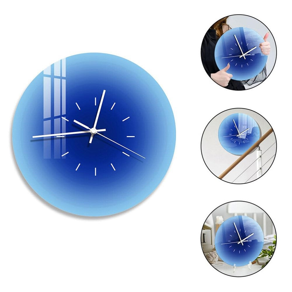 12 inch Sunset Wall Clock with Dial Scale Silent Gradient Glass Clocks for Home (No Battery)