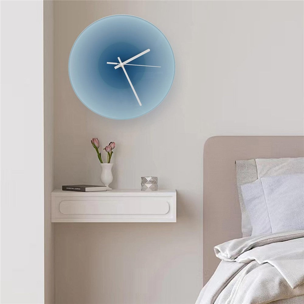 12 inch Sunset Wall Clock with Bracket Silent Non-Ticking Gradient Glass Clocks for Home (No Battery)