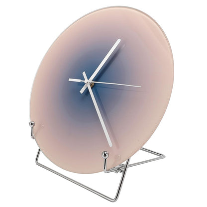 12 inch Sunset Wall Clock with Bracket Silent Non-Ticking Gradient Glass Clocks for Home (No Battery)