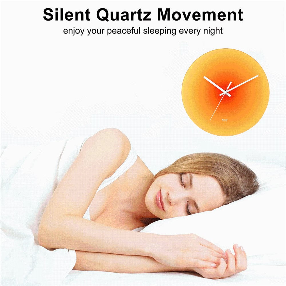 12 inch Sunset Wall Clock Silent Non-Ticking Gradient Glass Clocks for Home (No Battery)