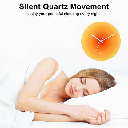 12 inch Sunset Wall Clock Silent Non-Ticking Gradient Glass Clocks for Home (No Battery)