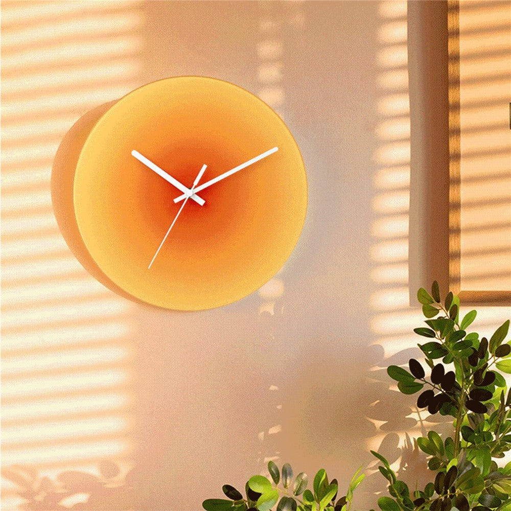 12 inch Sunset Wall Clock Silent Non-Ticking Gradient Glass Clocks for Home (No Battery)