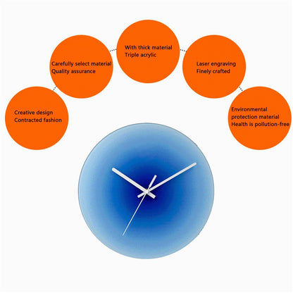 12 inch Sunset Wall Clock Silent Non-Ticking Gradient Glass Clocks for Home (No Battery)