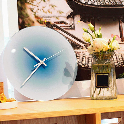 12 inch Sunset Wall Clock Silent Non-Ticking Gradient Glass Clocks for Home (No Battery)