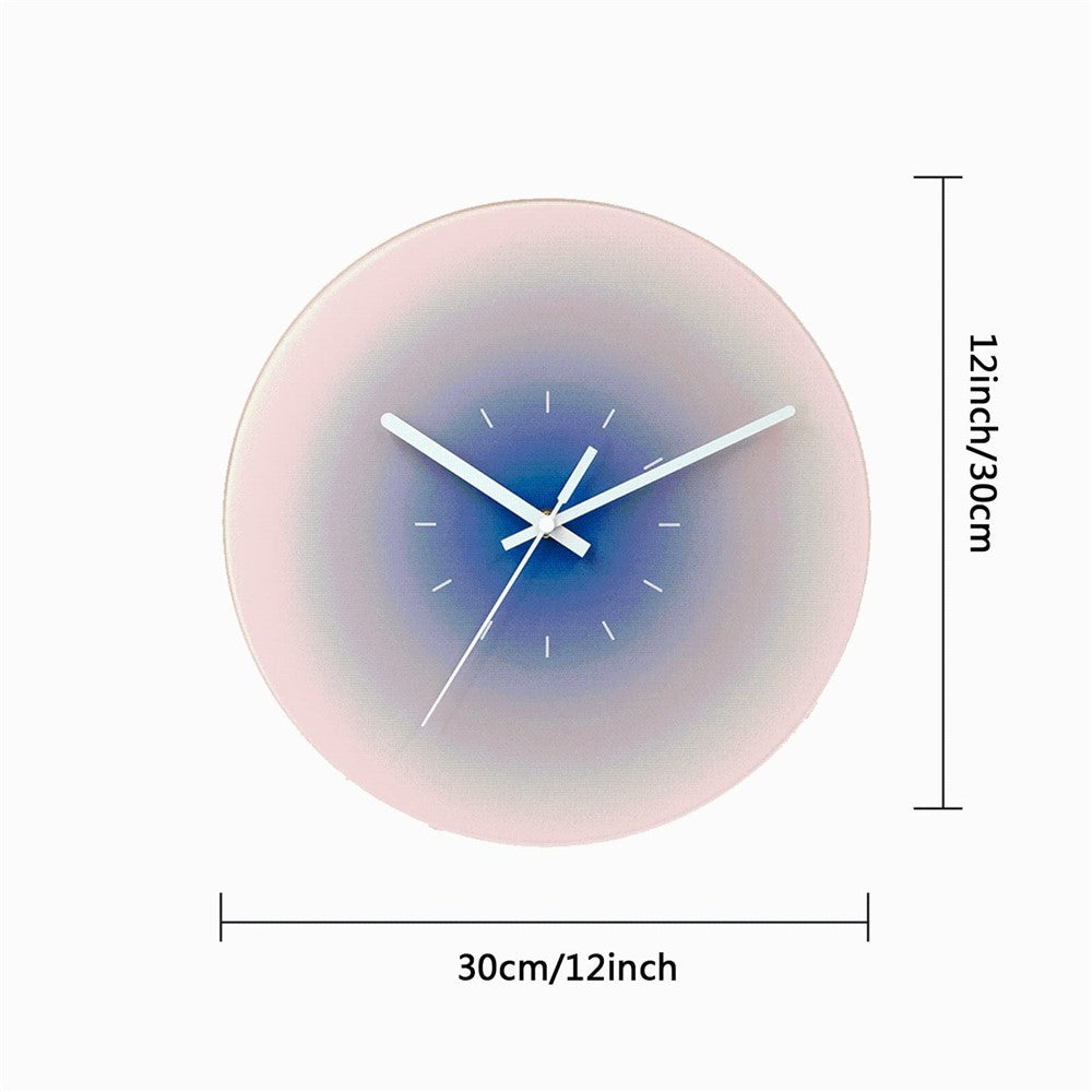 12 inch Sunset Wall Clock Silent Non-Ticking Gradient Glass Clocks for Home (No Battery)