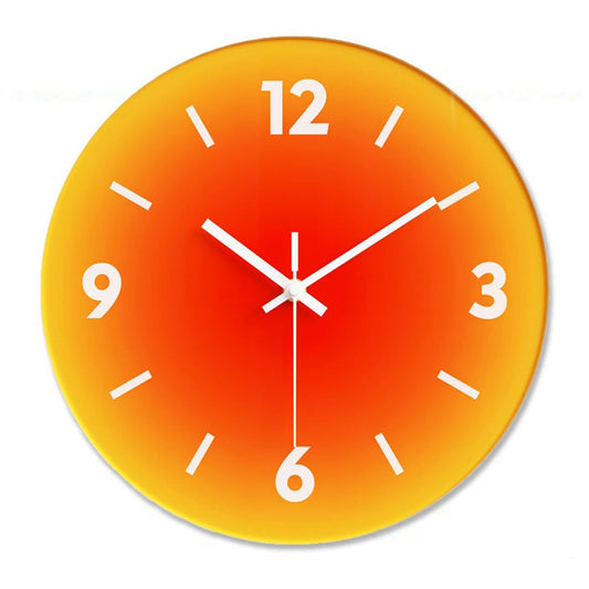 12 inch Sunset Wall Clock Battery Operated Gradient Glass Silent Clocks for Home (No Battery)