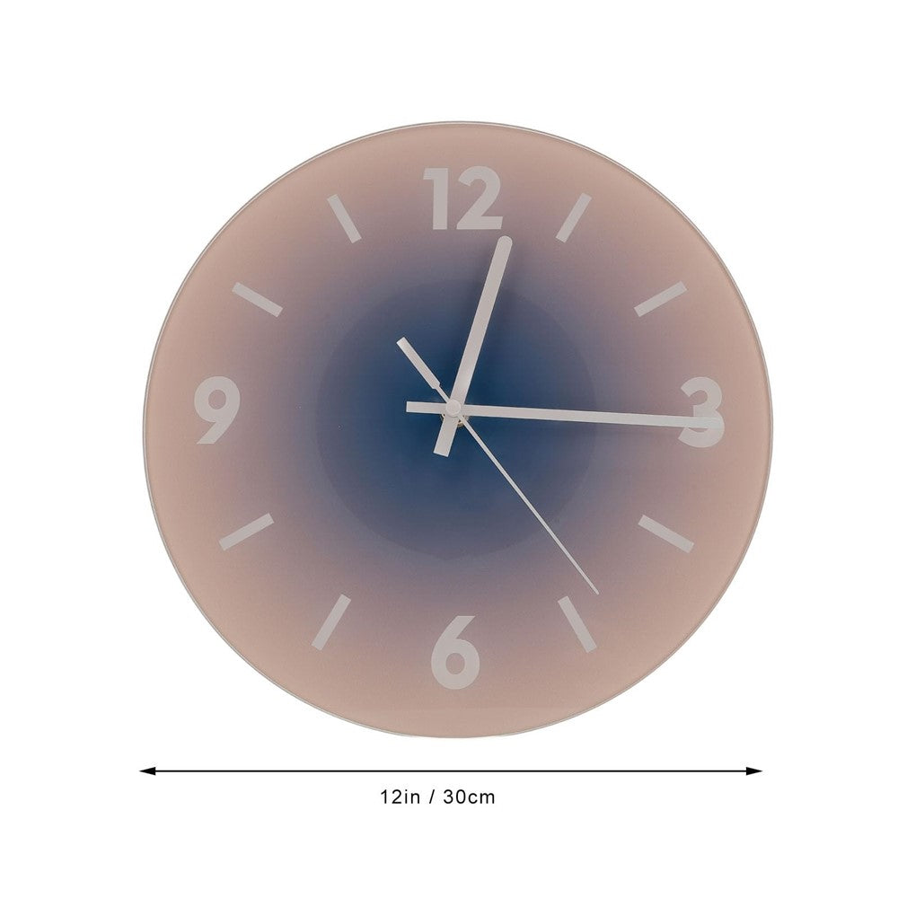 12 inch Sunset Wall Clock Battery Operated Gradient Glass Silent Clocks for Home (No Battery)