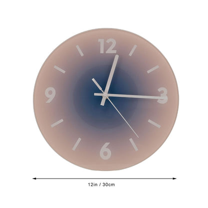 12 inch Sunset Wall Clock Battery Operated Gradient Glass Silent Clocks for Home (No Battery)