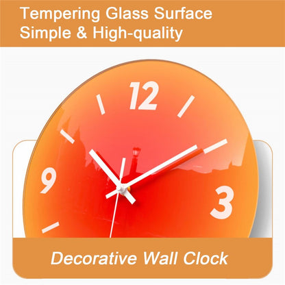 12 inch Sunset Wall Clock Battery Operated Gradient Glass Silent Clocks for Home (No Battery)