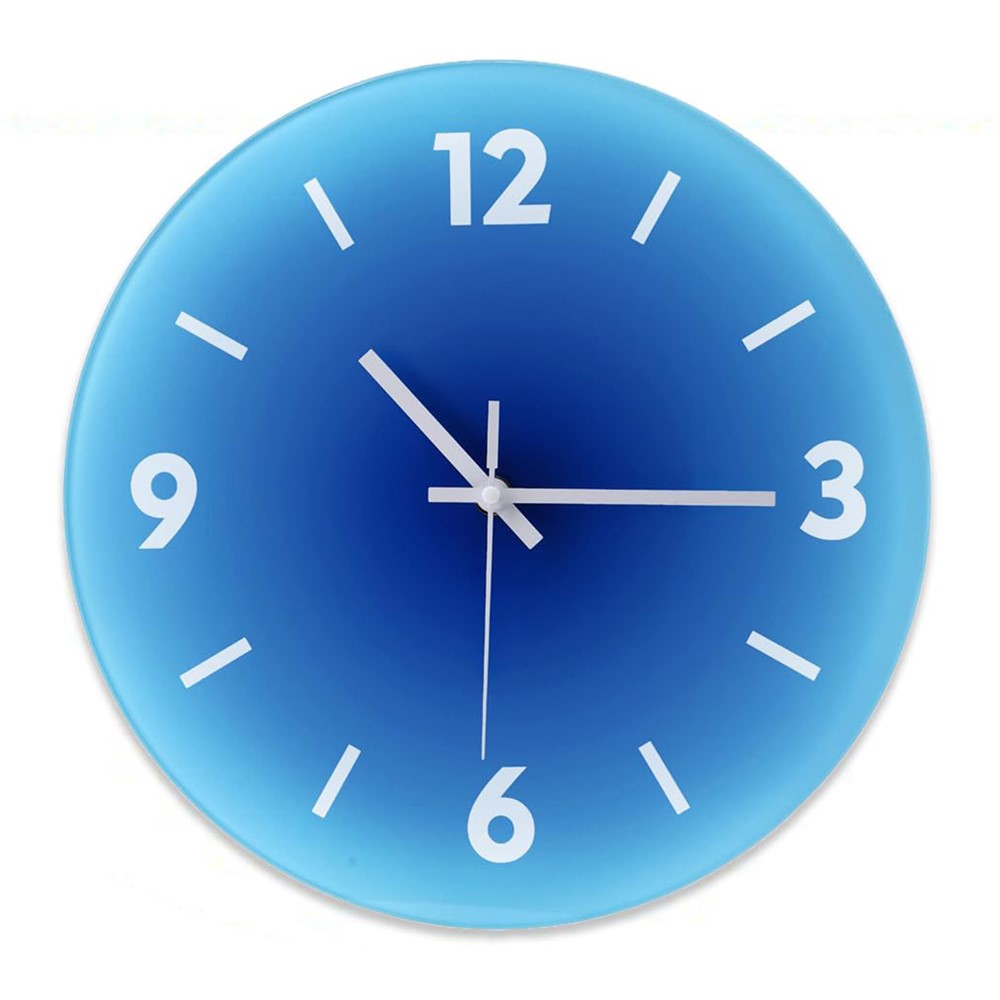 12 inch Sunset Wall Clock Battery Operated Gradient Glass Silent Clocks for Home (No Battery)