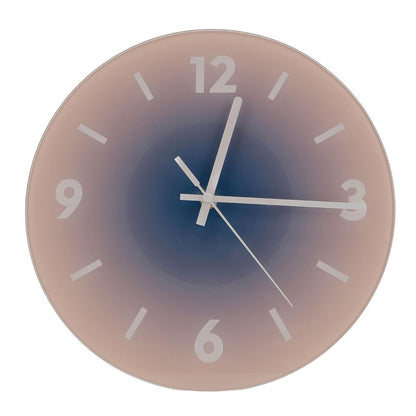 12 inch Sunset Wall Clock Battery Operated Gradient Glass Silent Clocks for Home (No Battery)