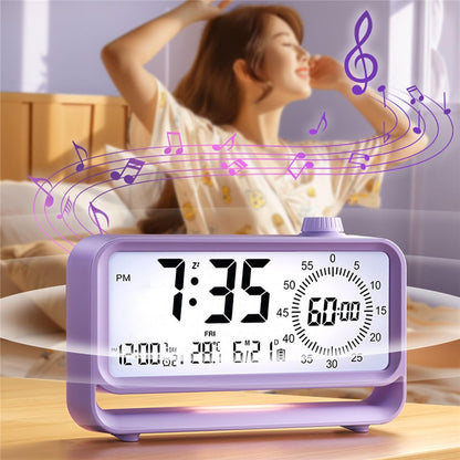 Digital Alarm Clock with Visual Timer 3 Level Brightness Countdown LCD Time Reminder (No Battery)