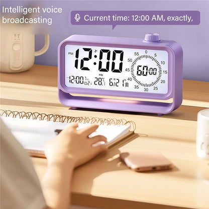 Digital Alarm Clock with Visual Timer 3 Level Brightness Countdown LCD Time Reminder (No Battery)