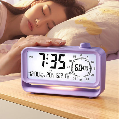 Digital Alarm Clock with Visual Timer 3 Level Brightness Countdown LCD Time Reminder (No Battery)