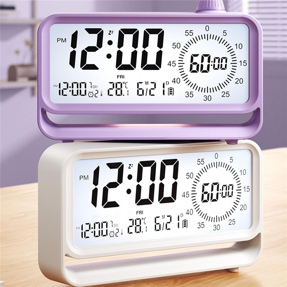 Digital Alarm Clock with Visual Timer 3 Level Brightness Countdown LCD Time Reminder (No Battery)