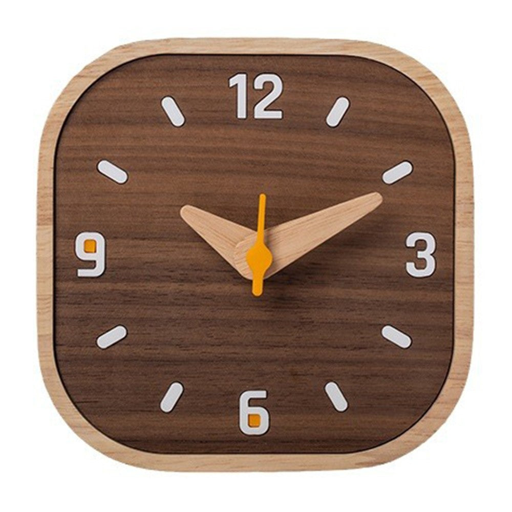Black Walnut Wood Mini Desk Clock Silent Quartz Movement Table Clock for Bedroom Kitchen