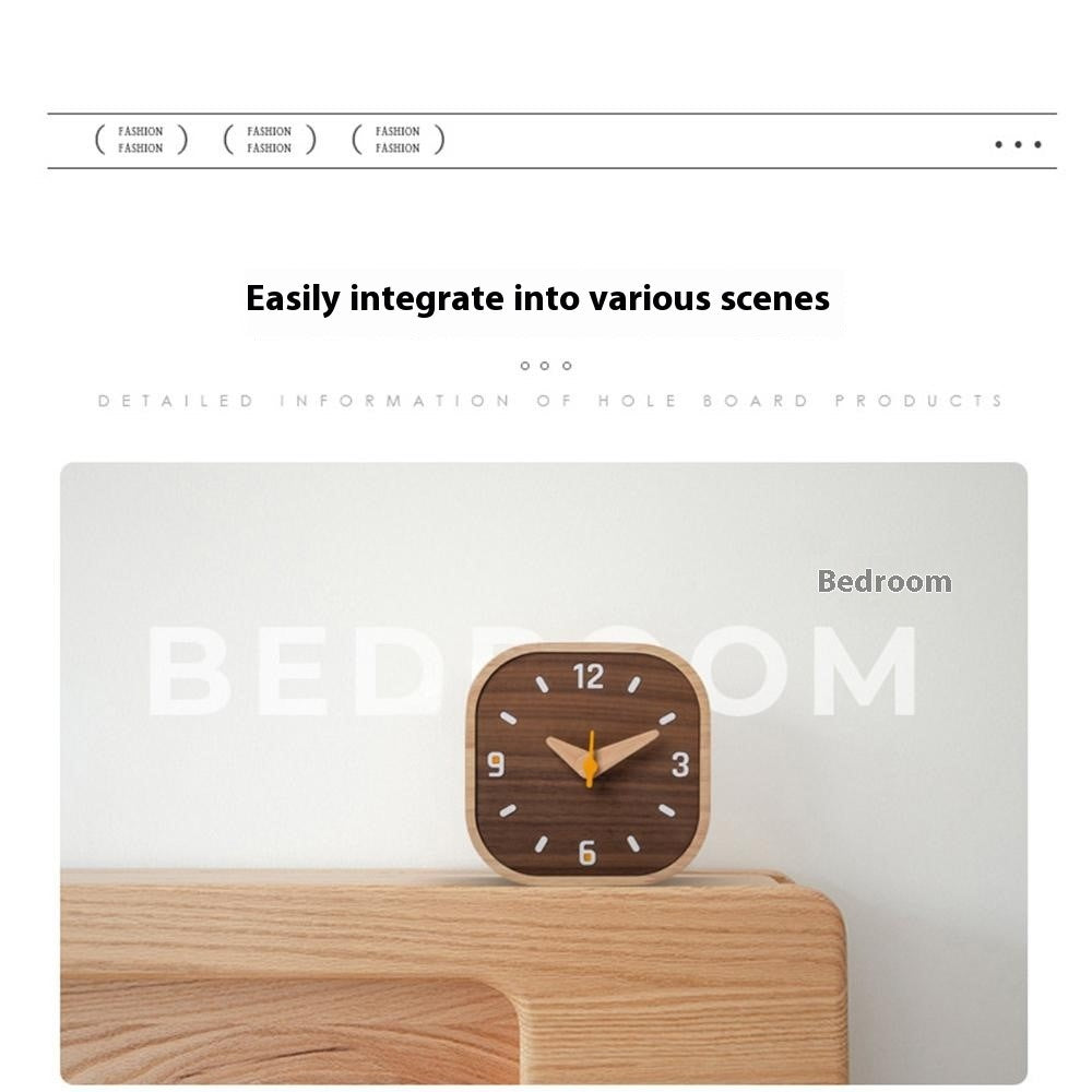 Black Walnut Wood Mini Desk Clock Silent Quartz Movement Table Clock for Bedroom Kitchen