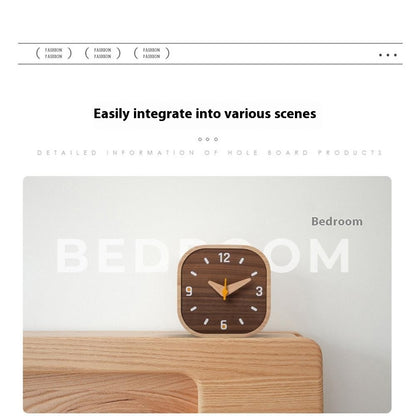 Black Walnut Wood Mini Desk Clock Silent Quartz Movement Table Clock for Bedroom Kitchen