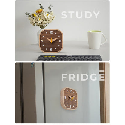 Black Walnut Wood Mini Desk Clock Silent Quartz Movement Table Clock for Bedroom Kitchen