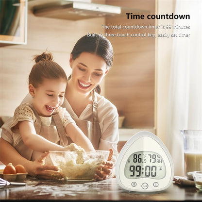 Silent Digital Alarm Clock with Suction Cup Waterproof Countdown Timer Temperature Humidity Sensor