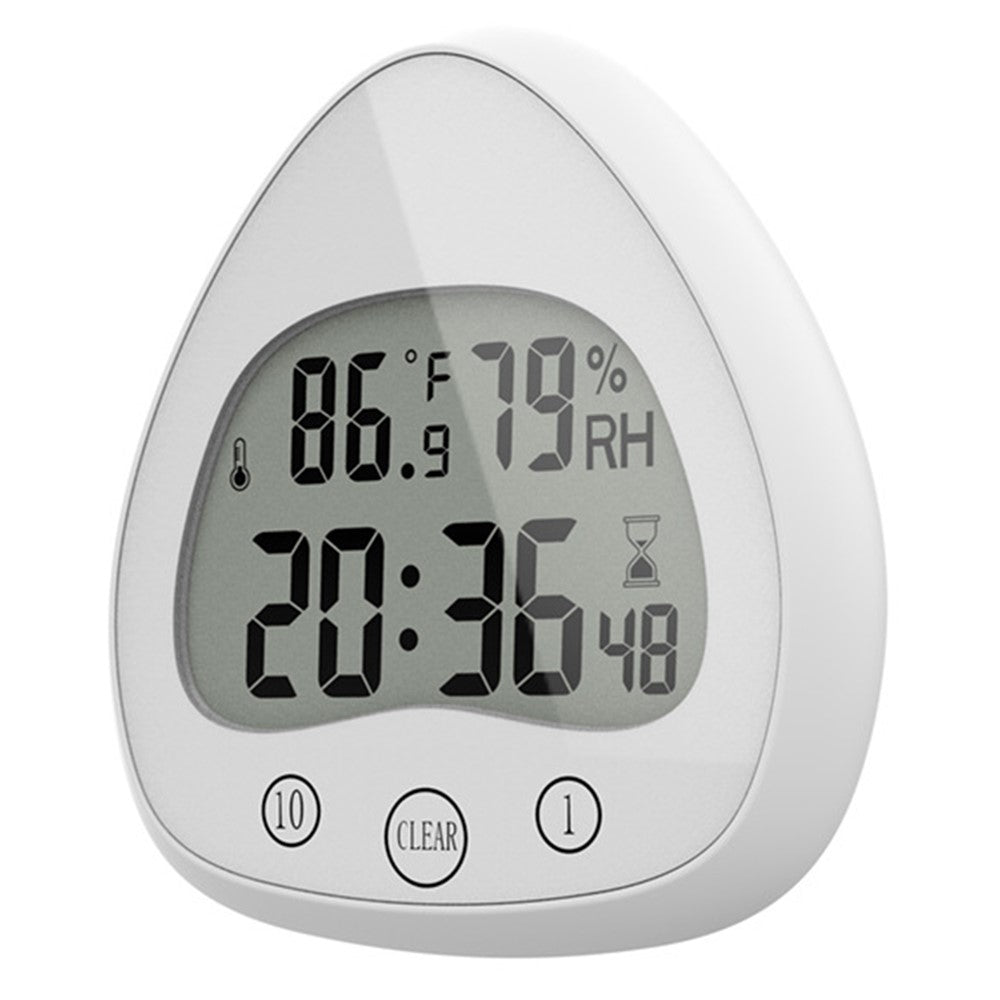 Silent Digital Alarm Clock with Suction Cup Waterproof Countdown Timer Temperature Humidity Sensor