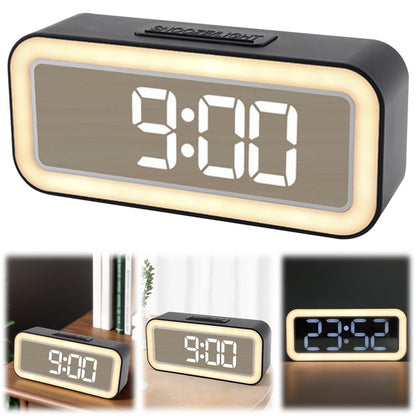 Mirror Surface LED Digital Alarm Clock Temperature Display Students Bedside Desktop Clock