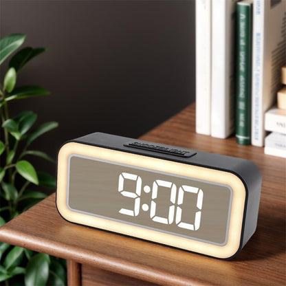 Mirror Surface LED Digital Alarm Clock Temperature Display Students Bedside Desktop Clock