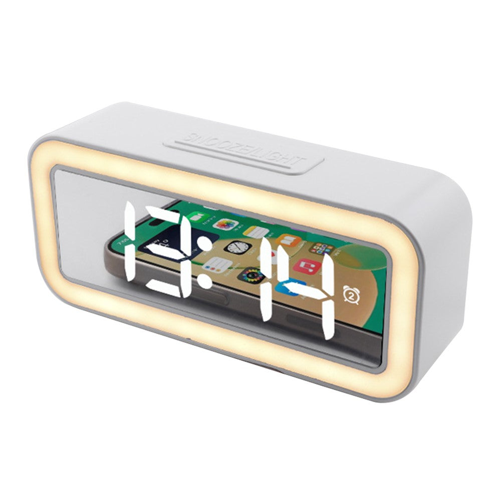 Mirror Surface LED Digital Alarm Clock Temperature Display Students Bedside Desktop Clock