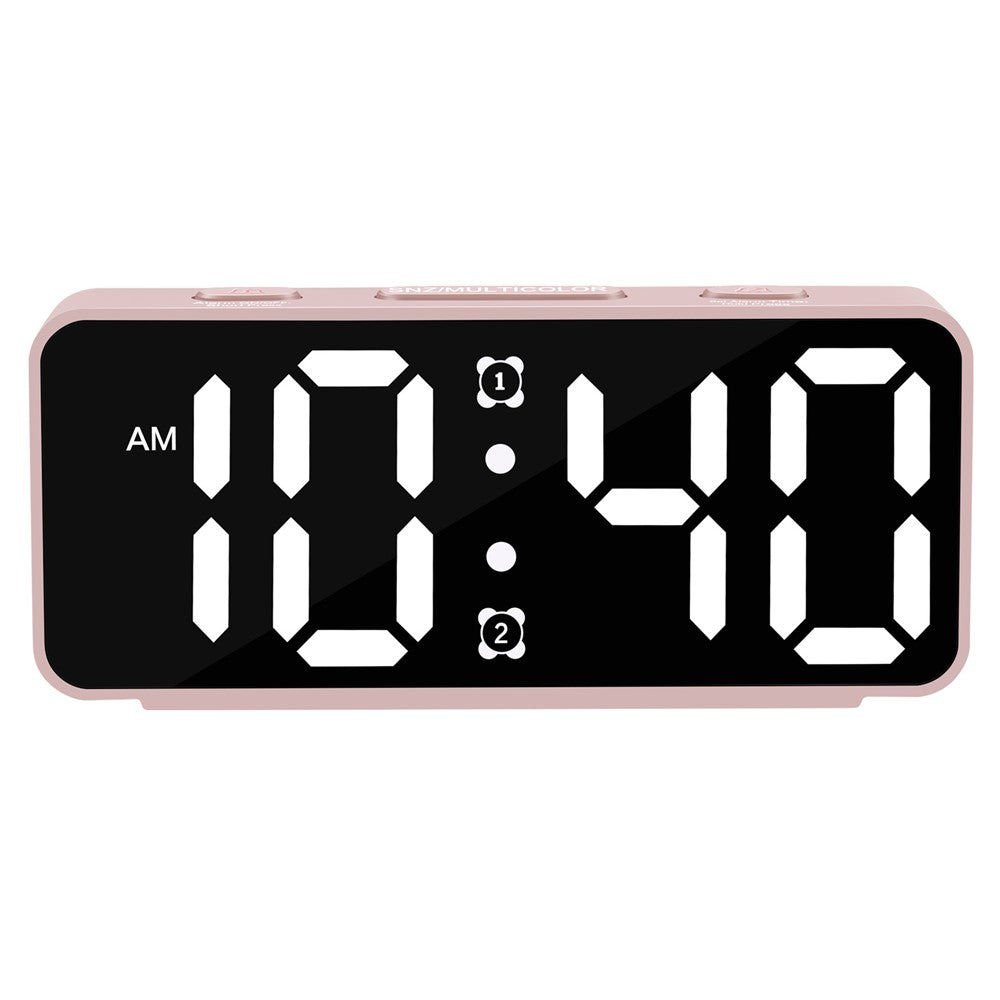 YF2024 Dual Alarm 15 RGB Colors LED Mirror Surface Clock Mini Student Desktop Digital Clock