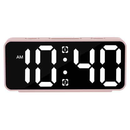 YF2024 Dual Alarm 15 RGB Colors LED Mirror Surface Clock Mini Student Desktop Digital Clock