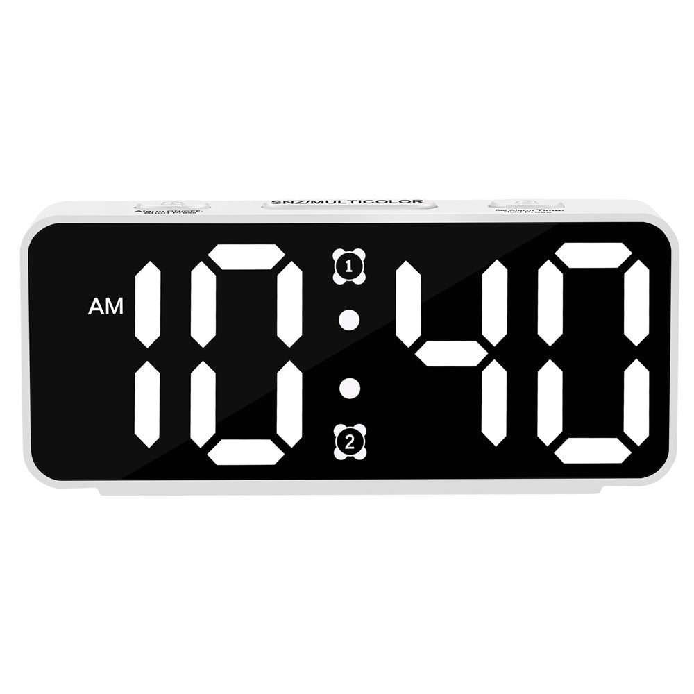 YF2024 Dual Alarm 15 RGB Colors LED Mirror Surface Clock Mini Student Desktop Digital Clock