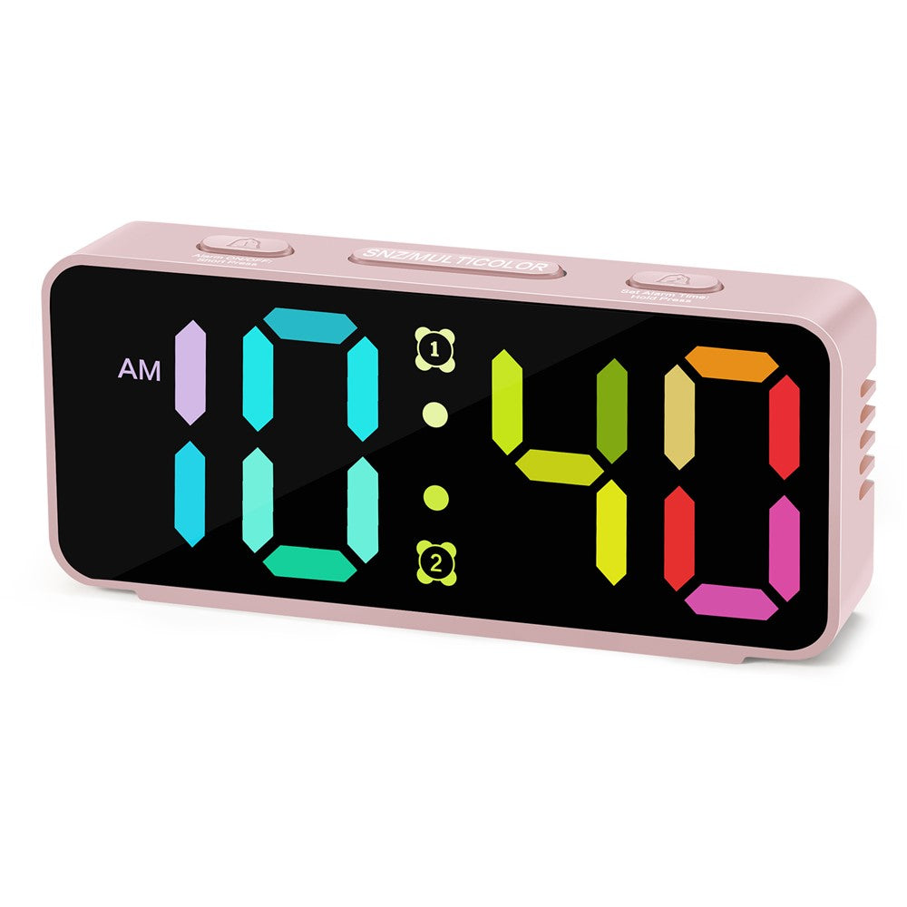 YF2024 Dual Alarm 15 RGB Colors LED Mirror Surface Clock Mini Student Desktop Digital Clock