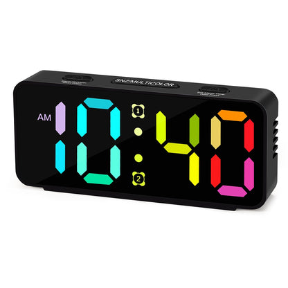 YF2024 Dual Alarm 15 RGB Colors LED Mirror Surface Clock Mini Student Desktop Digital Clock