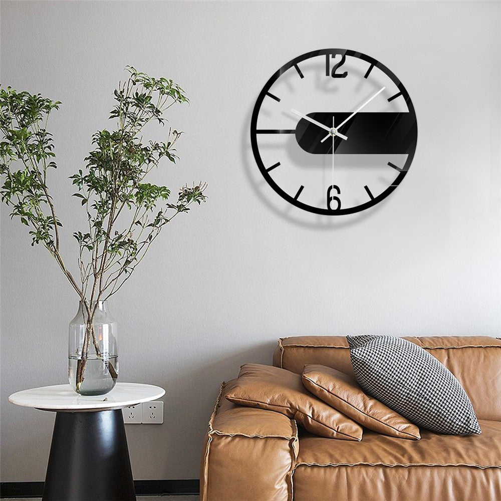 Round Clear Acrylic Wall Clock Silent Non-Ticking Clock (No Battery) for Kitchen  /  Home  /  Living Room