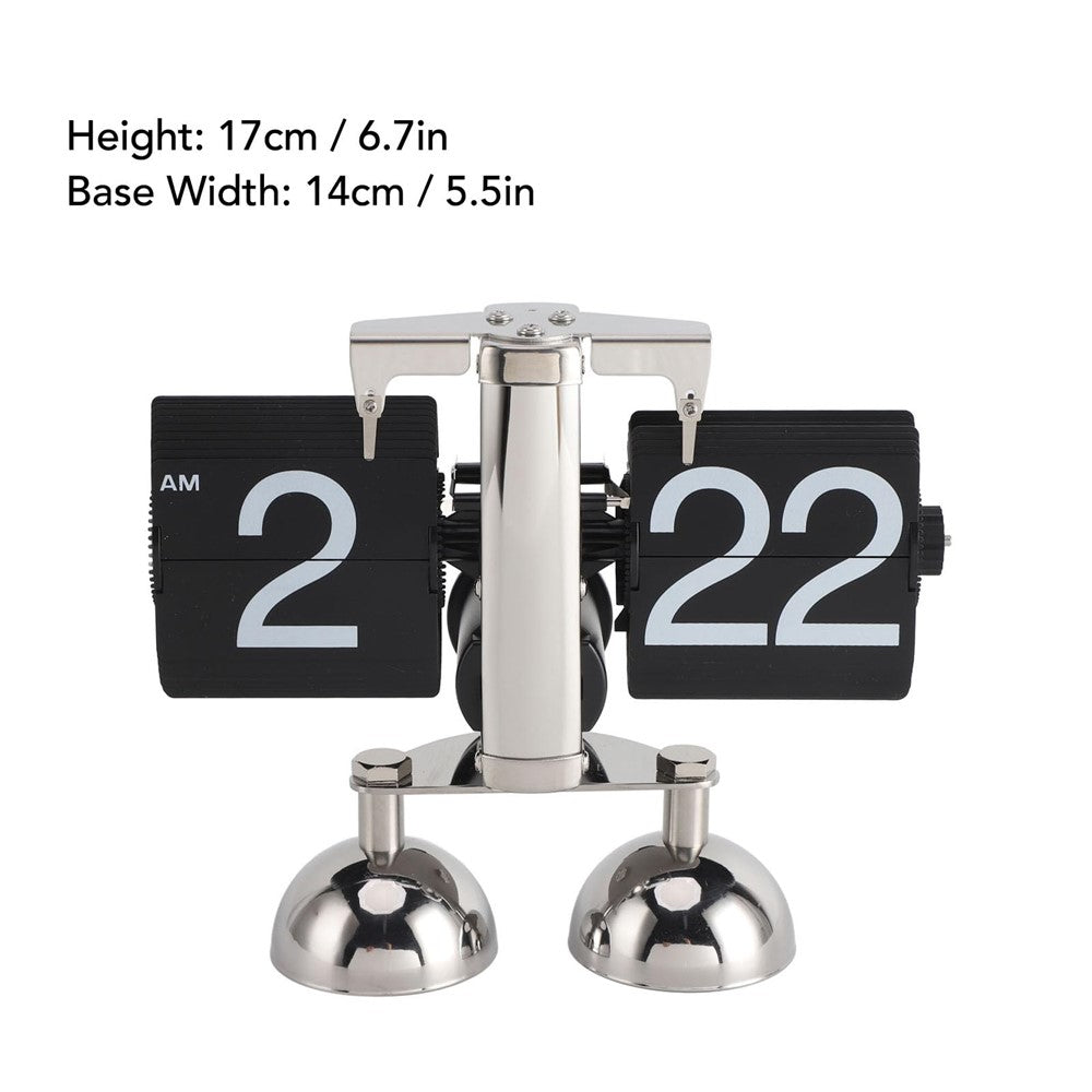 Automatic Flip Clock Retro Simple Home Living Room Table Clock Dual Foot Stainless Steel Quartz Movement Flip Clock
