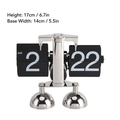 Automatic Flip Clock Retro Simple Home Living Room Table Clock Dual Foot Stainless Steel Quartz Movement Flip Clock