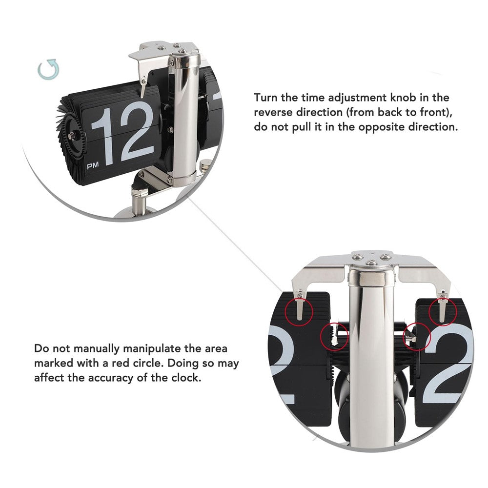 Automatic Flip Clock Retro Simple Home Living Room Table Clock Dual Foot Stainless Steel Quartz Movement Flip Clock