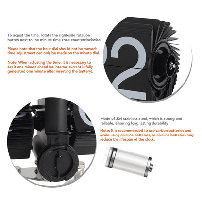 Automatic Flip Clock Retro Simple Home Living Room Table Clock Dual Foot Stainless Steel Quartz Movement Flip Clock