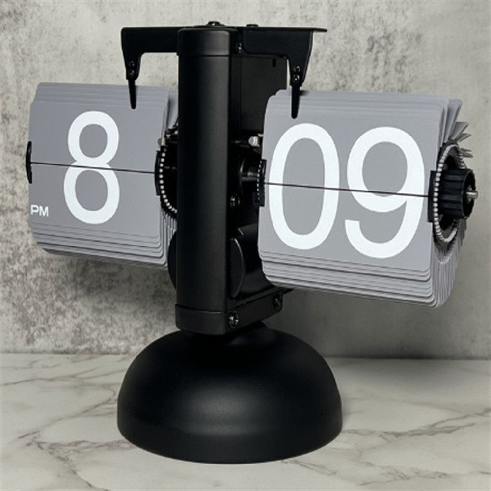 Automatic Flip Clock Retro Simple Home Living Room Table Clock European Single Foot Balance Mechanical Page Turner