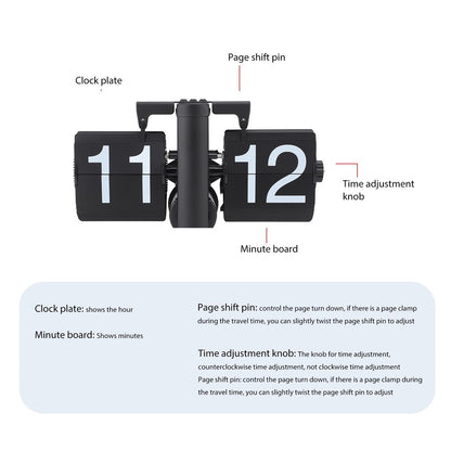 Retro Automatic Flipping Clock Balance Mechanical Flip Over Quartz Table Clock for Living Room