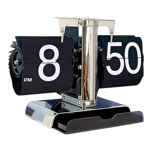 Auto Flip Down Clock with Storage Drawer Vintage Style Balance Mechanical Desk Clock for Living Room