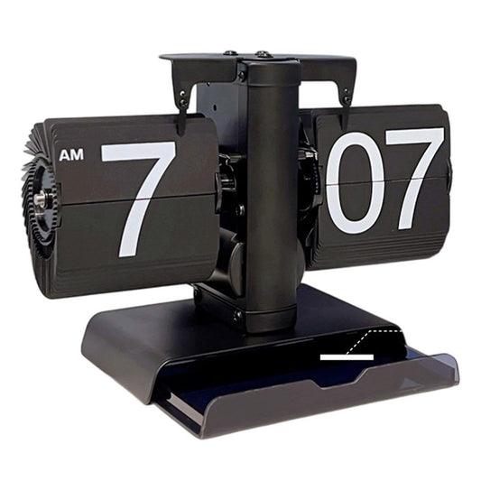 Vintage Auto Flip Clock with Drawer Mechanical Balance Flip Desk Clock for Living Room