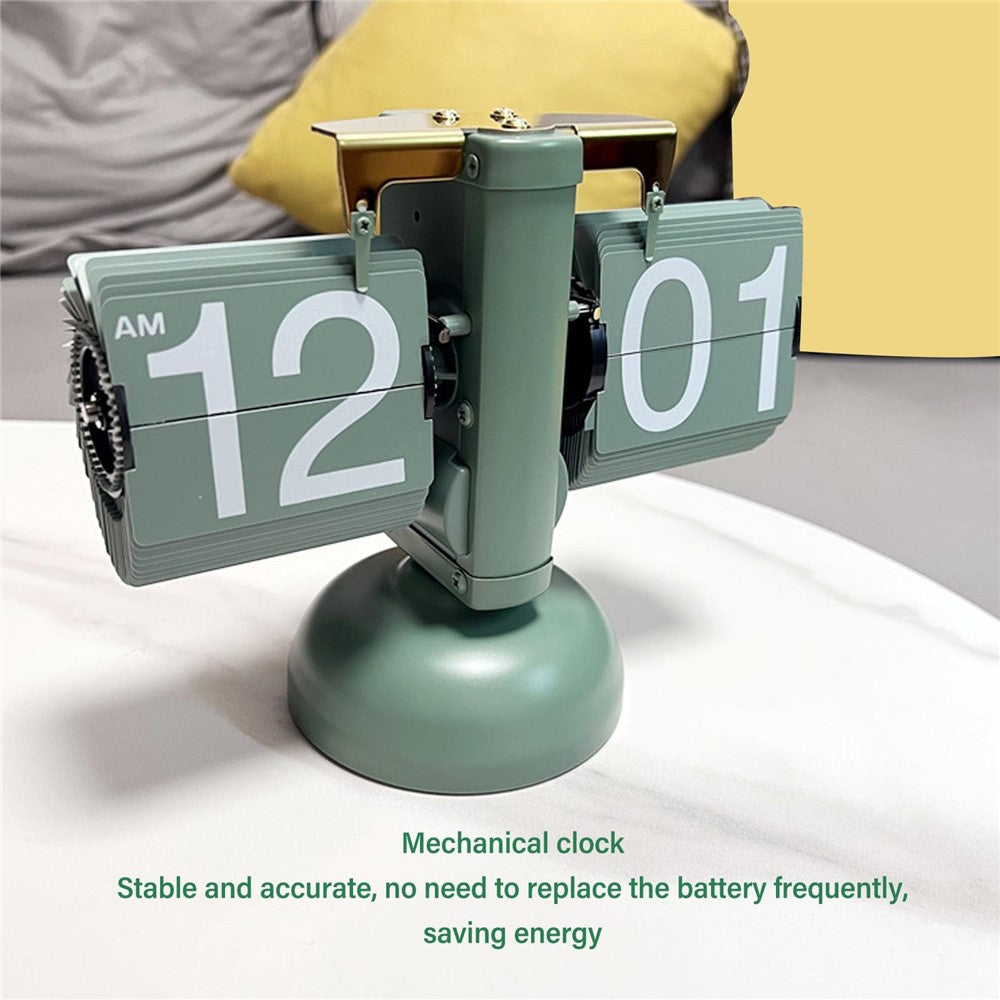 Retro Auto Flip Clock Living Room Desk Clock Balance Mechanical Flip Down Clock
