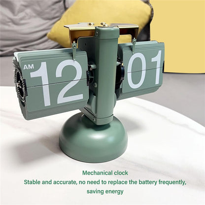 Retro Auto Flip Clock Living Room Desk Clock Balance Mechanical Flip Down Clock